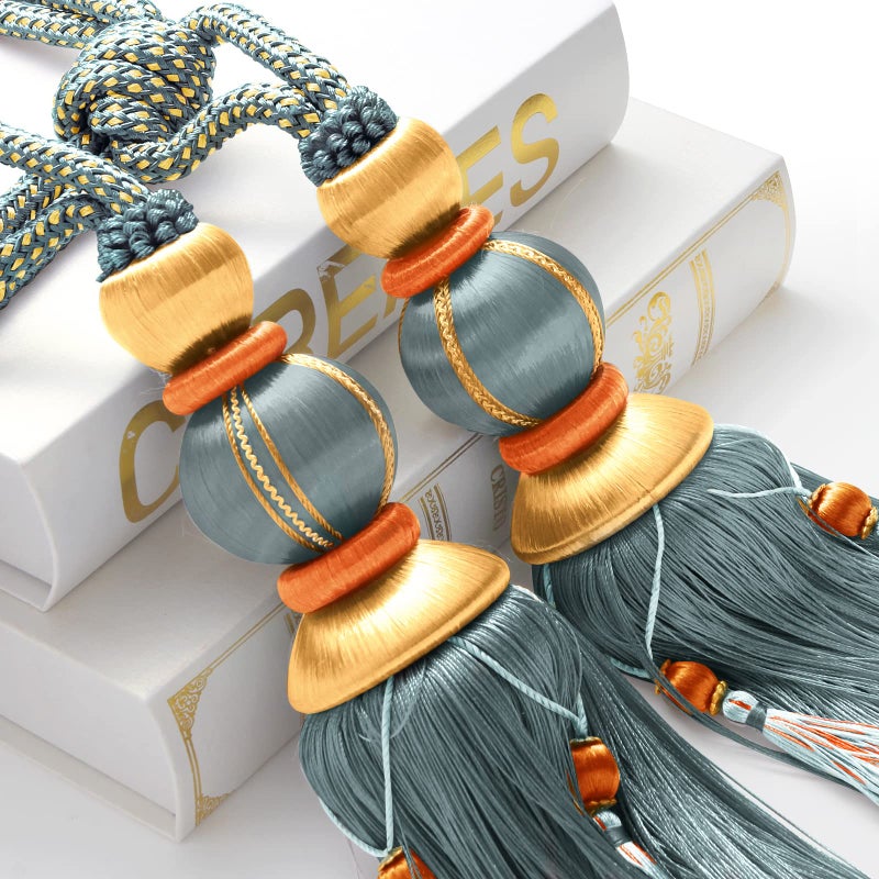 yawpnan Paired Lantern Single Hanging Ball Tassels Curtains Buckle Sling Binding Lantern Tiebacks Handcrafted Braided Buckle Drapery Curtain Holdbacks Window Treatments for Home 2 Pack - Image 1